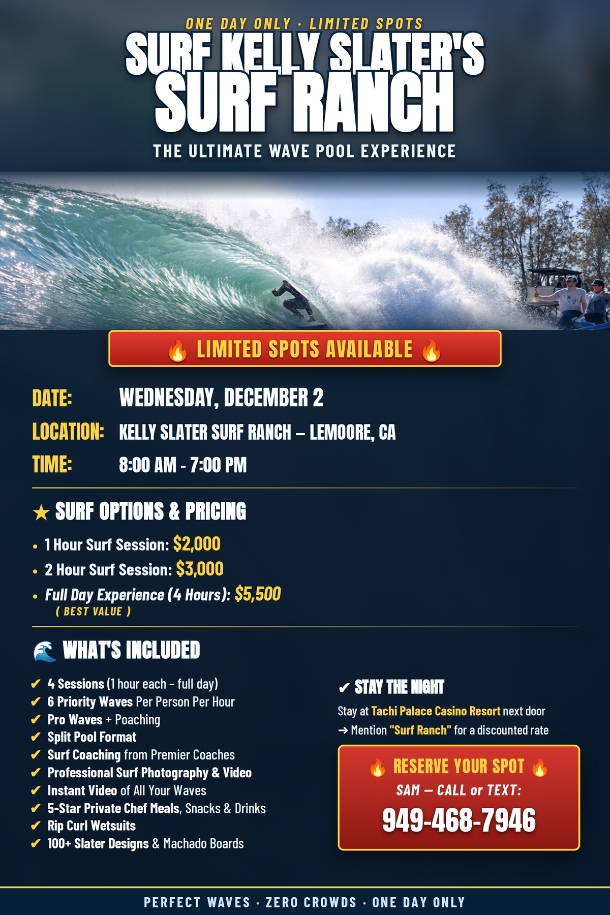 Slater Surf Ranch Lemoore November 16 2026 Full Day - Deposit